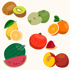 Set of fruits. Flat style
