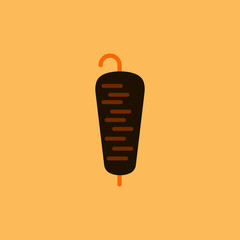 Vector illustration of Doner Kebab on pole, grilling with fat