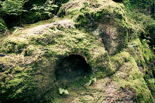 Cave Entrance In The Mountains