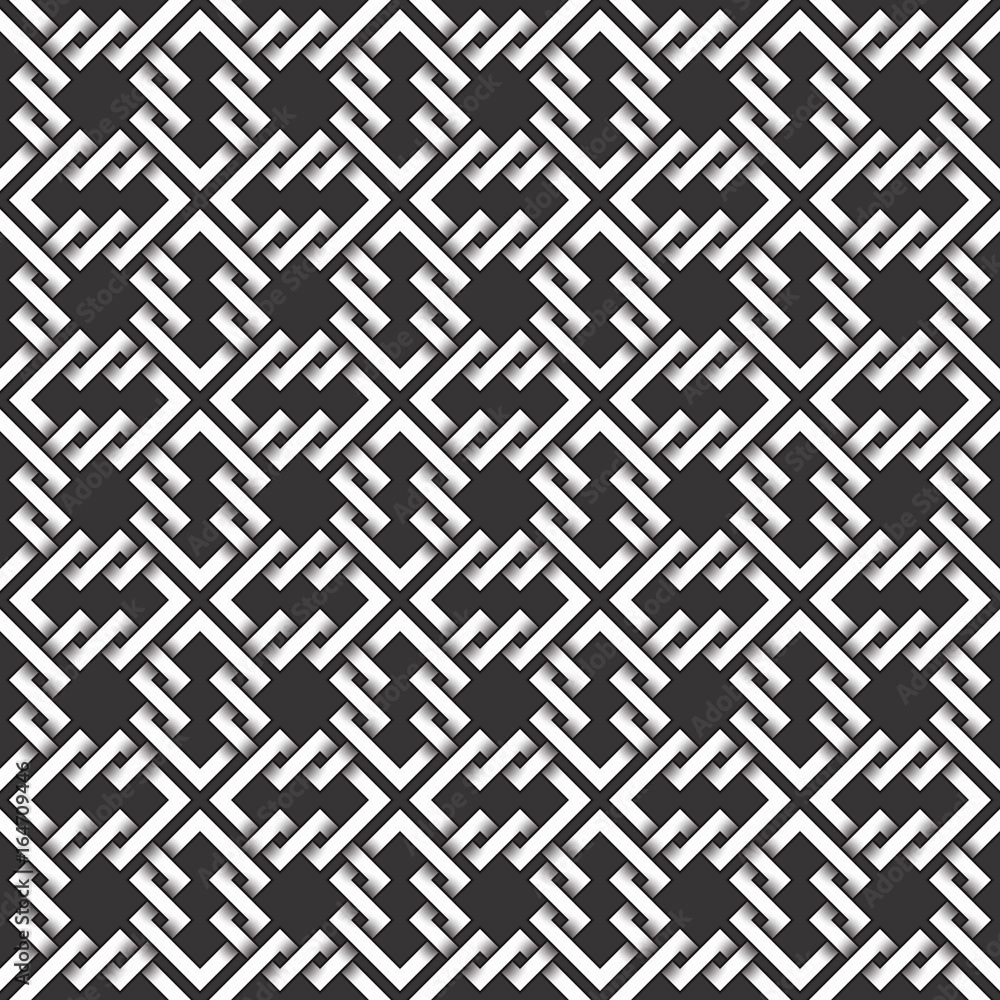 Poster monochrome seamless pattern of intertwined stripes. abstract repeatable background.