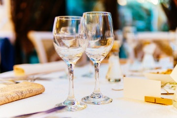 Beautiful Decorated Wedding Restaurant Table Setting Before The Party