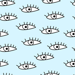 Seamless pattern with eyes. Vector illustration. Cartoon wallpaper.