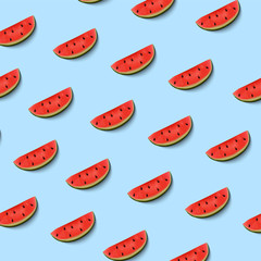 Watermelon red slices. Vector illustration. Seamless pattern.