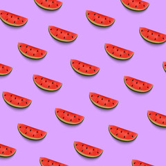 Watermelon red slices. Vector illustration. Seamless pattern.