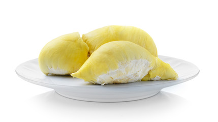 durain in ceramic plate (beautiful shape) on white background