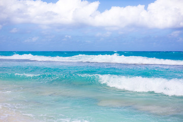 Bahamas beach landscape with waves crashing