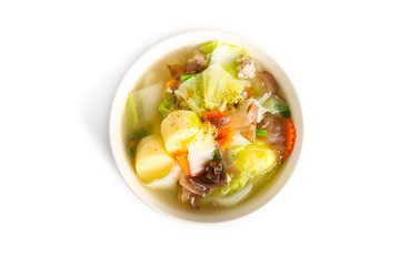 clear soup with bean curd and minced pork