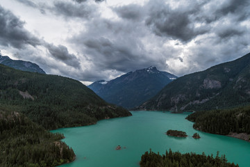 Fototapeta premium Dramatic clouds roll over Diablo Lake, North Cascades National Park, Washington
