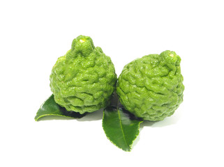 Fresh two bergamot on white background