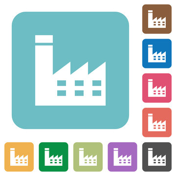 Factory building rounded square flat icons