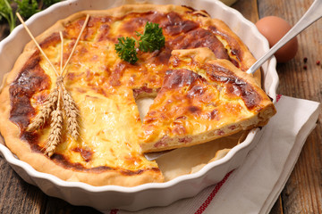 homemade quiche with ingredients