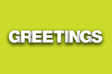 Greetings Theme Word Art on Colorful Background