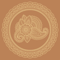 Circular pattern in the form of a mandala. Henna tatoo mandala. Mehndi style. Decorative pattern in oriental style. Coloring book page.