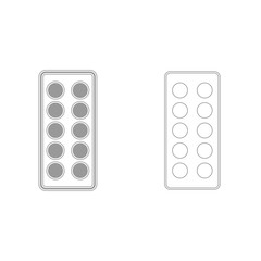 Pills in blister  grey set  icon .
