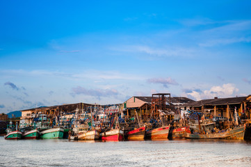 Thai Fishing Boat at the port of Ranong, Thailand