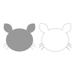 Cat head  grey set  icon .