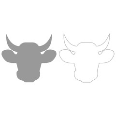 Cow head  grey set  icon .
