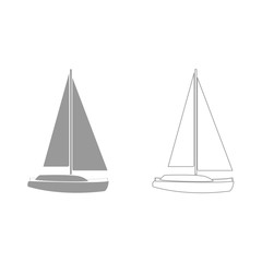 Yacht  grey set  icon .