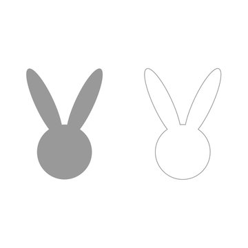 Hare or rabbit head  grey set  icon .