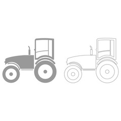 Tractor  grey set  icon .