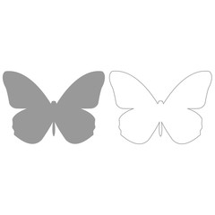 Butterfly  grey set  icon .