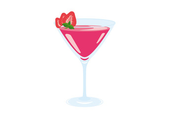 Daiquiri vector illustration. Strawberry daiquiri on a white background