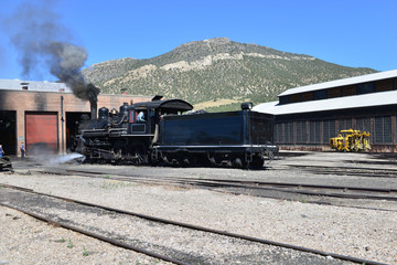 Fototapeta na wymiar A steam locomotive in Nevada. 