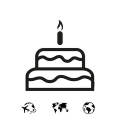 cake with candles icon stock vector illustration flat design