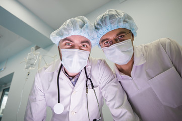 Fototapeta premium Experienced doctors during the operation
