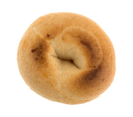 Toasted mini bagel isolated on a white background.