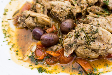 Closeup of pork stew Meat with vegetables