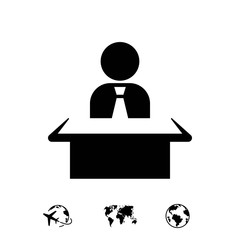 man sitting at the table icon stock vector illustration flat design