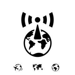 wi-fi globe icon stock vector illustration flat design