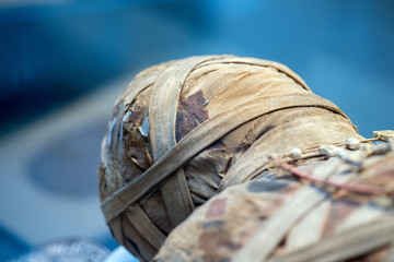 Egyptian mummy head close up