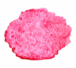 Abstract watercolor bright pink, red hand drawn texture, isolated on white background, vector.