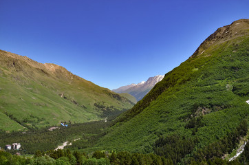 Fototapeta na wymiar Mountain landscape. North Caucasian ridge, the district of the village of Terskol.