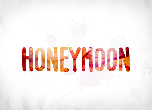 Honeymoon Concept Painted Watercolor Word Art