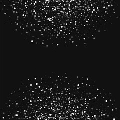 Random falling white dots. Abstract semicircle with random falling white dots on black background. Vector illustration.