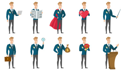 Vector set of illustrations with groom character.