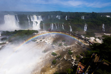Tourists on waterfall Cataratas del Iguazu, Brazil