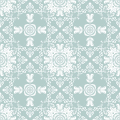 Fototapeta premium Orient vector classic light blue and white pattern. Seamless abstract background with repeating elements. Orient background