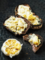 rustic aromatic garlic jam toast