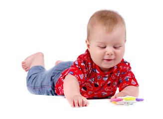 Small baby boy. Isolated on white background