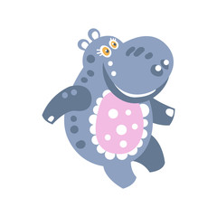 Cute cartoon smiling Hippo character vector Illustration
