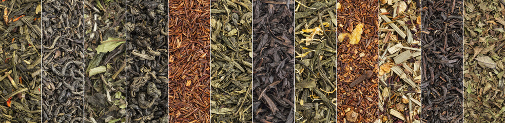 variety of black, green, red and herbal tea banner