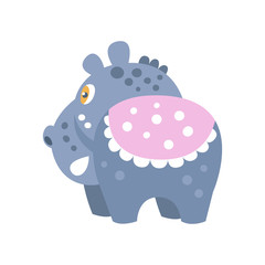 Cute cartoon Hippo character, back view vector Illustration