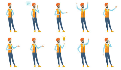 Indian builder vector illustrations set.