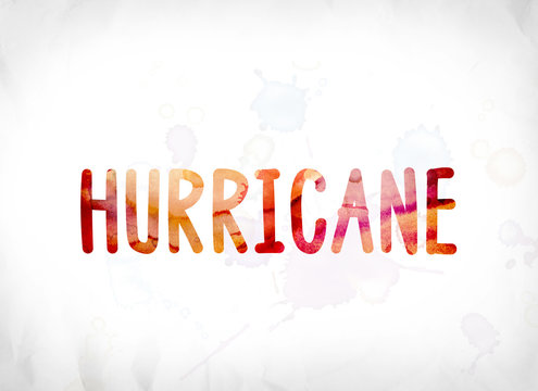 Hurricane Concept Painted Watercolor Word Art