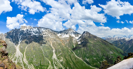 A beautiful mountain landscape. Panoramic view of the mountains of the North-Caucasian ridge.