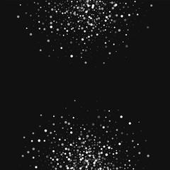 Random falling white dots. Abstract half circles with random falling white dots on black background. Vector illustration.